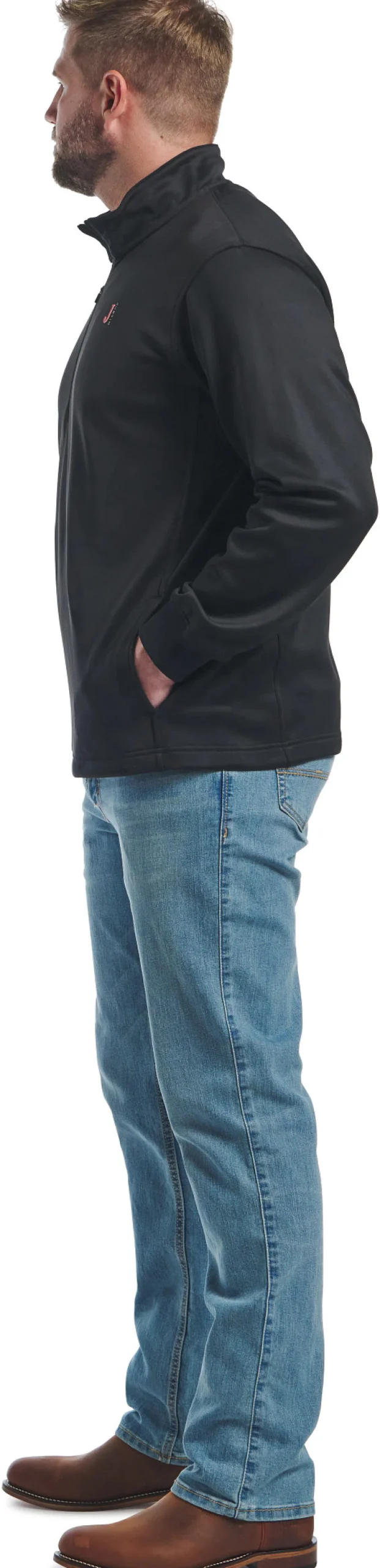 Justin Boots Quarter Zip Fleece Pullover Heather Black Sale
