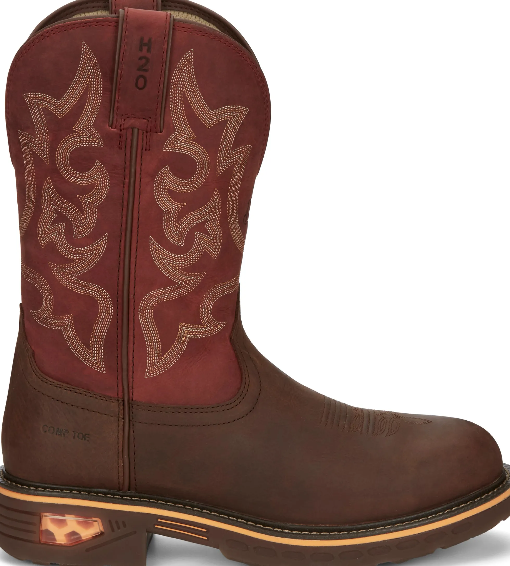 Justin Boots Resistor 11" Waterproof Nano Comp Toe Whiskey New