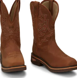 Justin Boots Resistor 11" Waterproof Nano Comp Toe Russet New