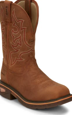 Justin Boots Resistor 11" Waterproof Nano Comp Toe Russet New