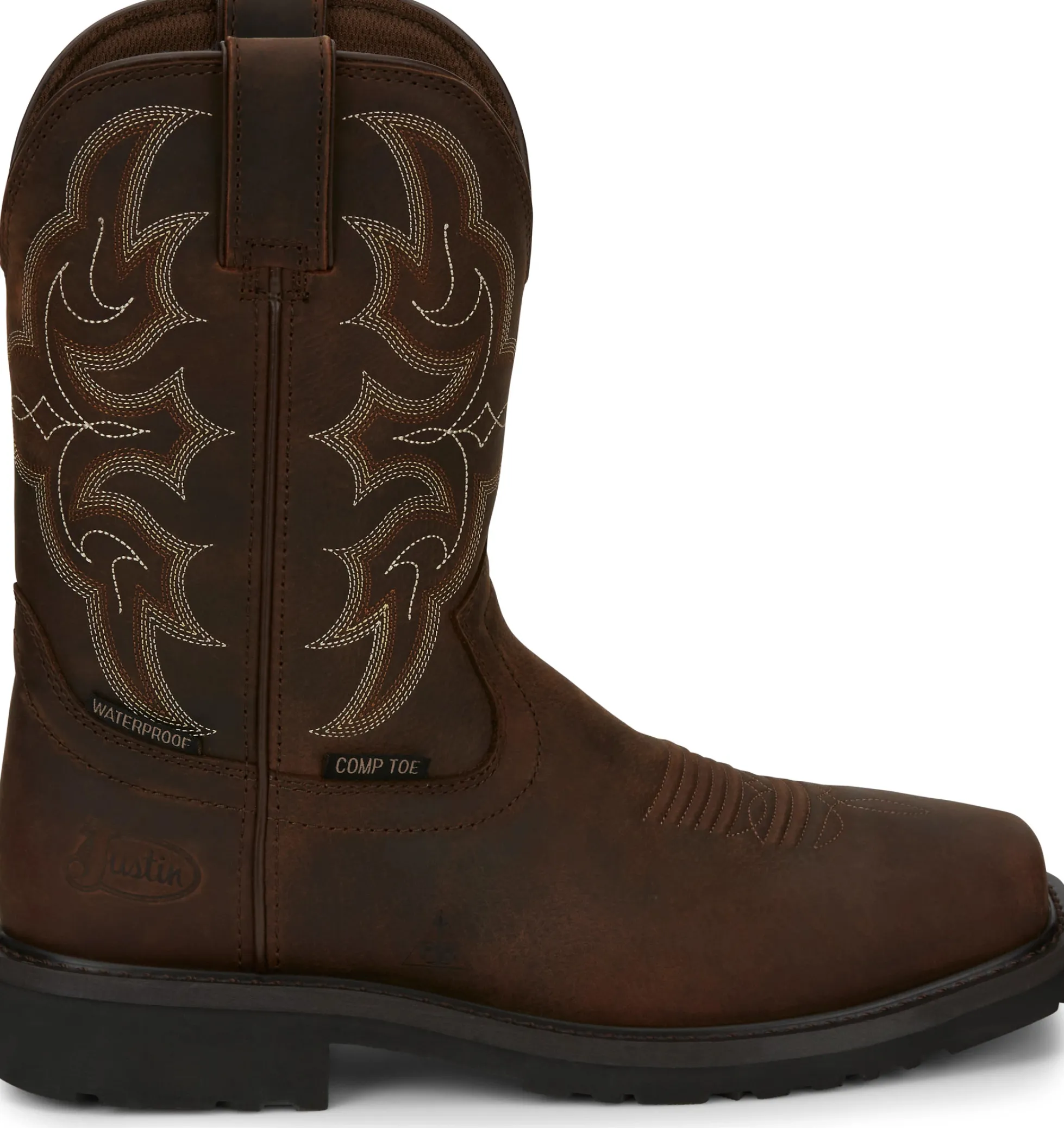 Justin Boots Ricochet 10" Waterproof Comp Toe Walnut Hot