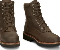 Justin Boots Rivot 8" Waterproof Steel Toe Hickory Brown Discount