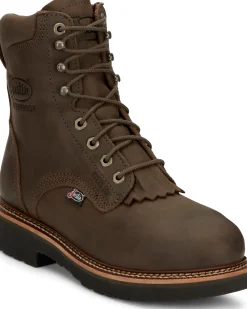 Justin Boots Rivot 8" Waterproof Steel Toe Hickory Brown Discount