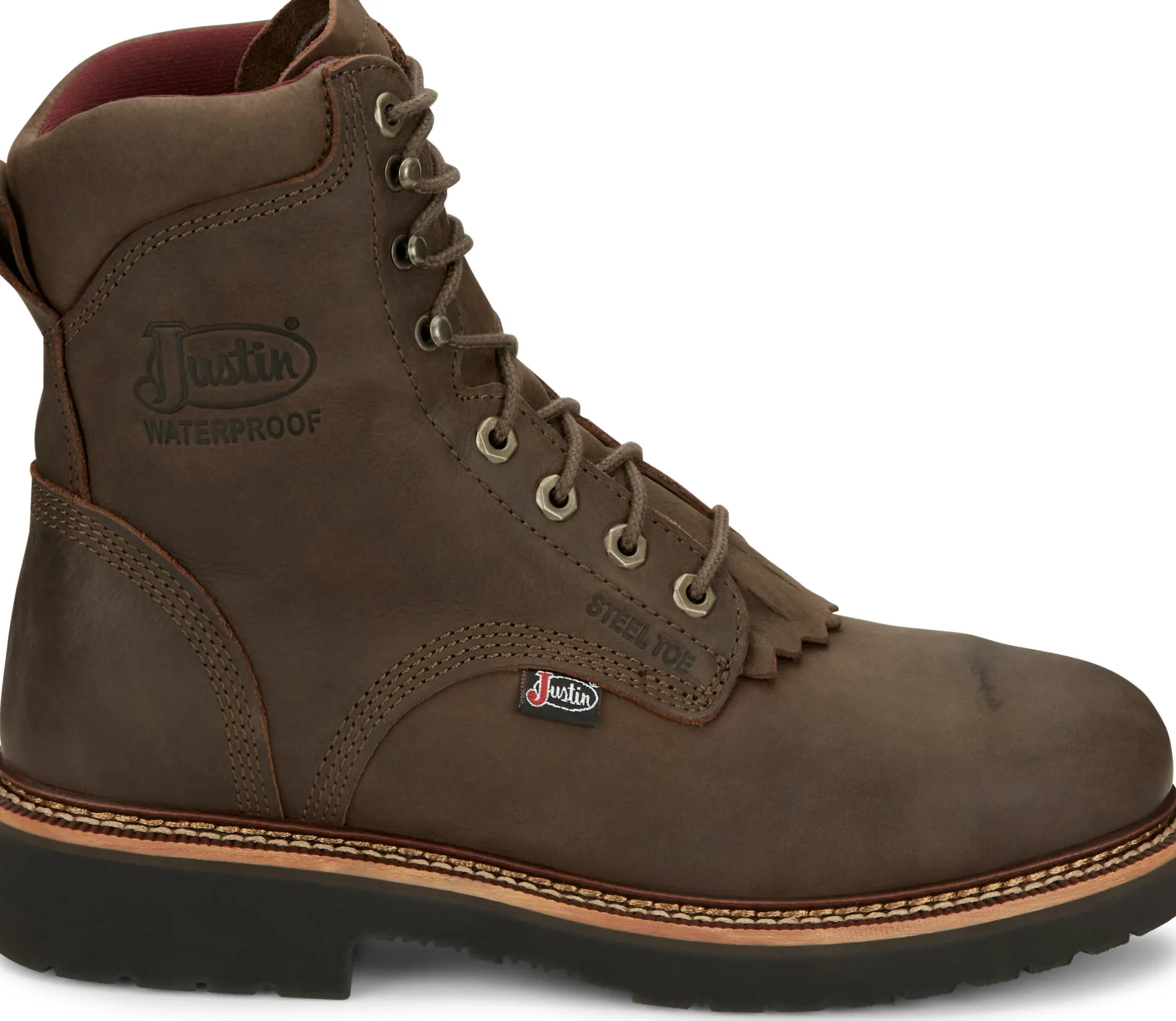 Justin Boots Rivot 8" Waterproof Steel Toe Hickory Brown Discount