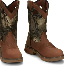 Justin Boots Rush 11" Camo Waterproof Work Boot Barley Woodlands Outlet