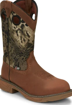 Justin Boots Rush 11" Camo Waterproof Work Boot Barley Woodlands Outlet