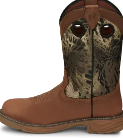 Justin Boots Rush 11" Camo Waterproof Work Boot Barley Woodlands Outlet