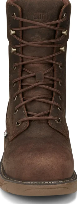 Justin Boots Rush 8" Lace UP Nano Comp Toe Waterproof Pecan Brown Hot