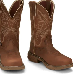 Justin Boots Rush 11" Nano Composite Toe Waterproof Work Boot Rustic Tan Outlet