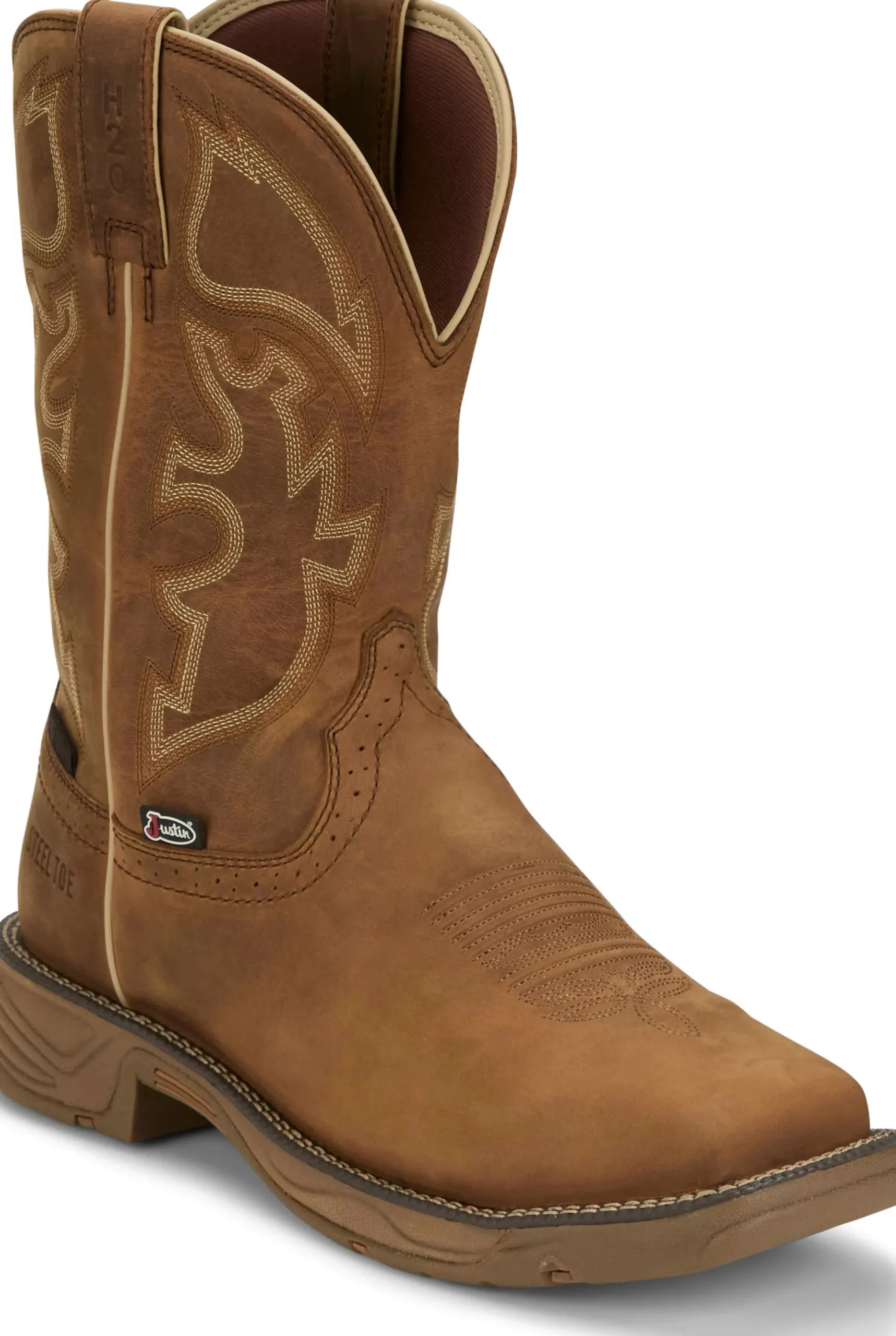 Justin Boots Rush 11" Waterproof Steel Toe Saddle Best