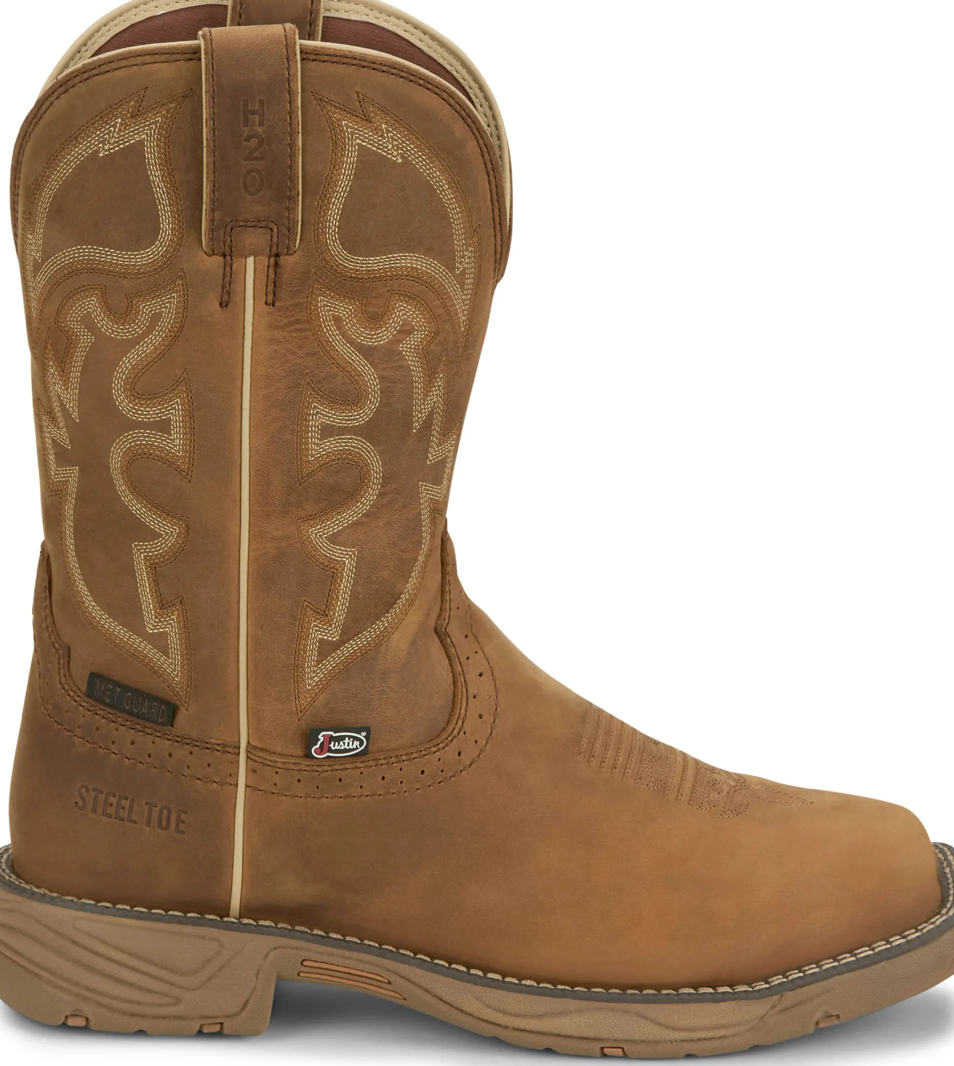 Justin Boots Rush 11" Waterproof Steel Toe Saddle Best