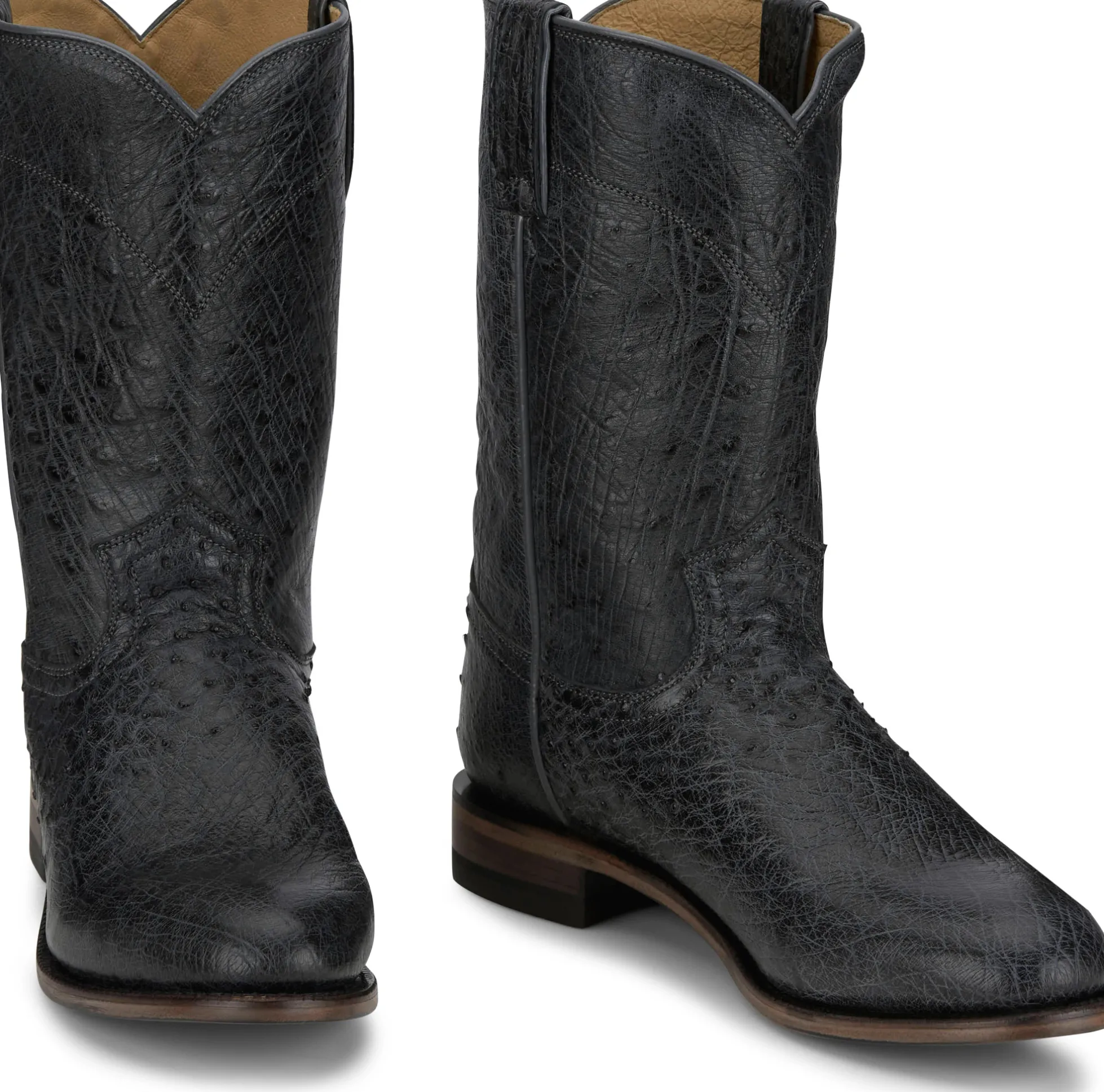 Justin Boots Stinson 10" Smooth Ostrich Roper Grey Vale Discount