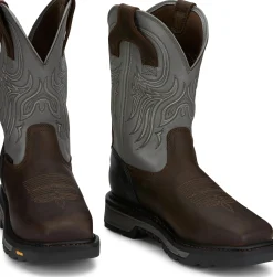 Justin Boots Tanker 11" Steel Toe Work Boot Timber Brown New