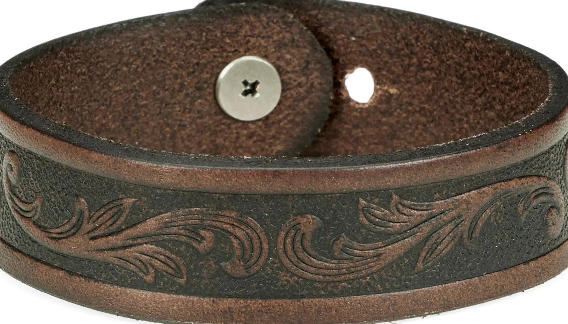 Justin Boots Tooled Leather Bracelet Brown