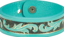 Justin Boots Tooled Leather Bracelet Turquoise