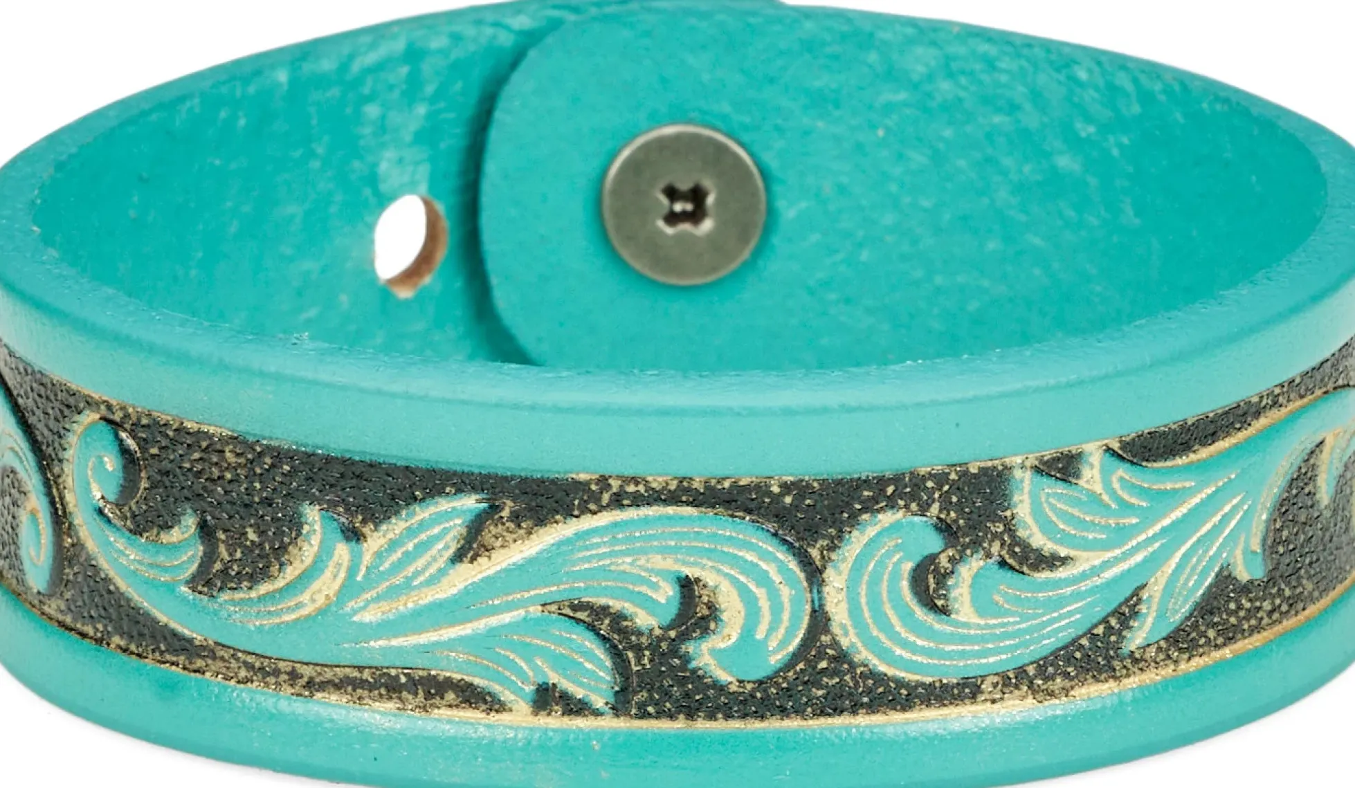 Justin Boots Tooled Leather Bracelet Turquoise