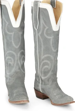 Justin Boots Verlie 17” Women’S Western Boot Dusty Blue Clearance