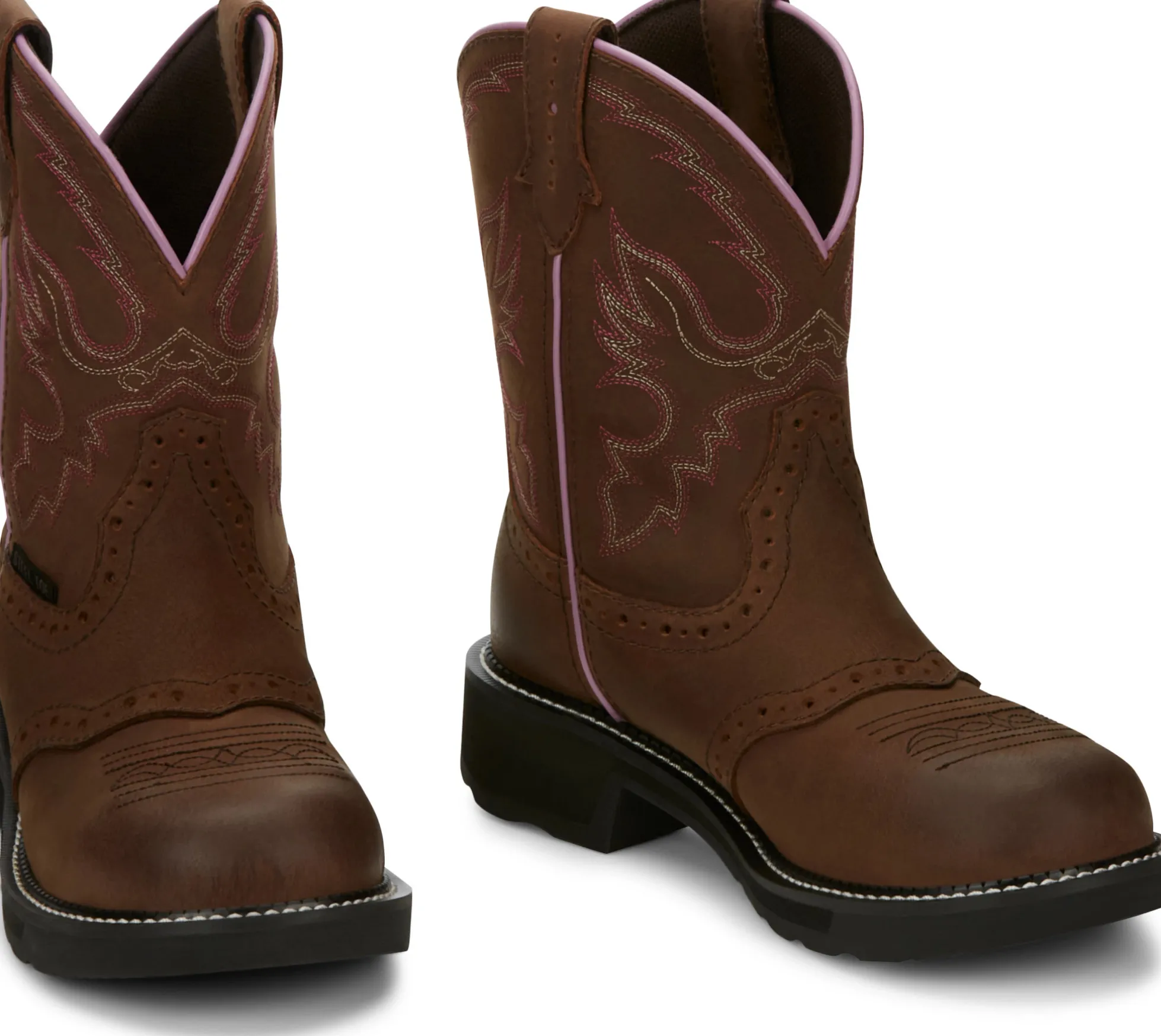 Justin Boots Wanette 8" Steel Toe Waterproof Work Boot Aged Bark Clearance