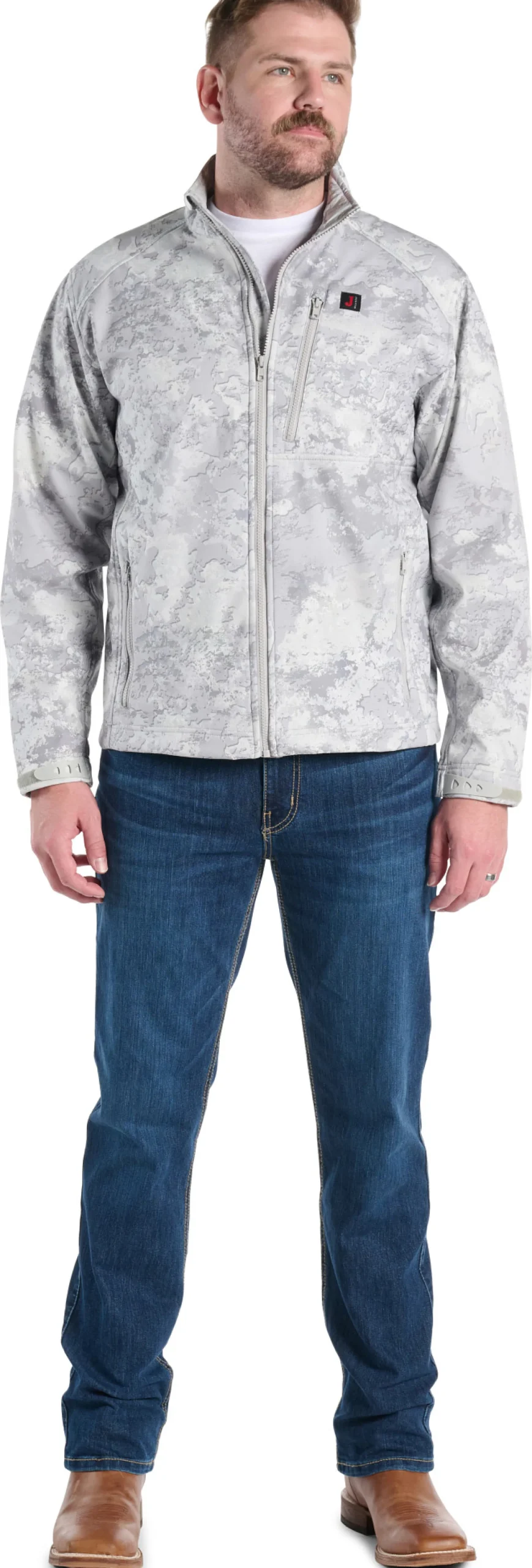Justin Boots Weather Resisting Jacket Snow Camo New