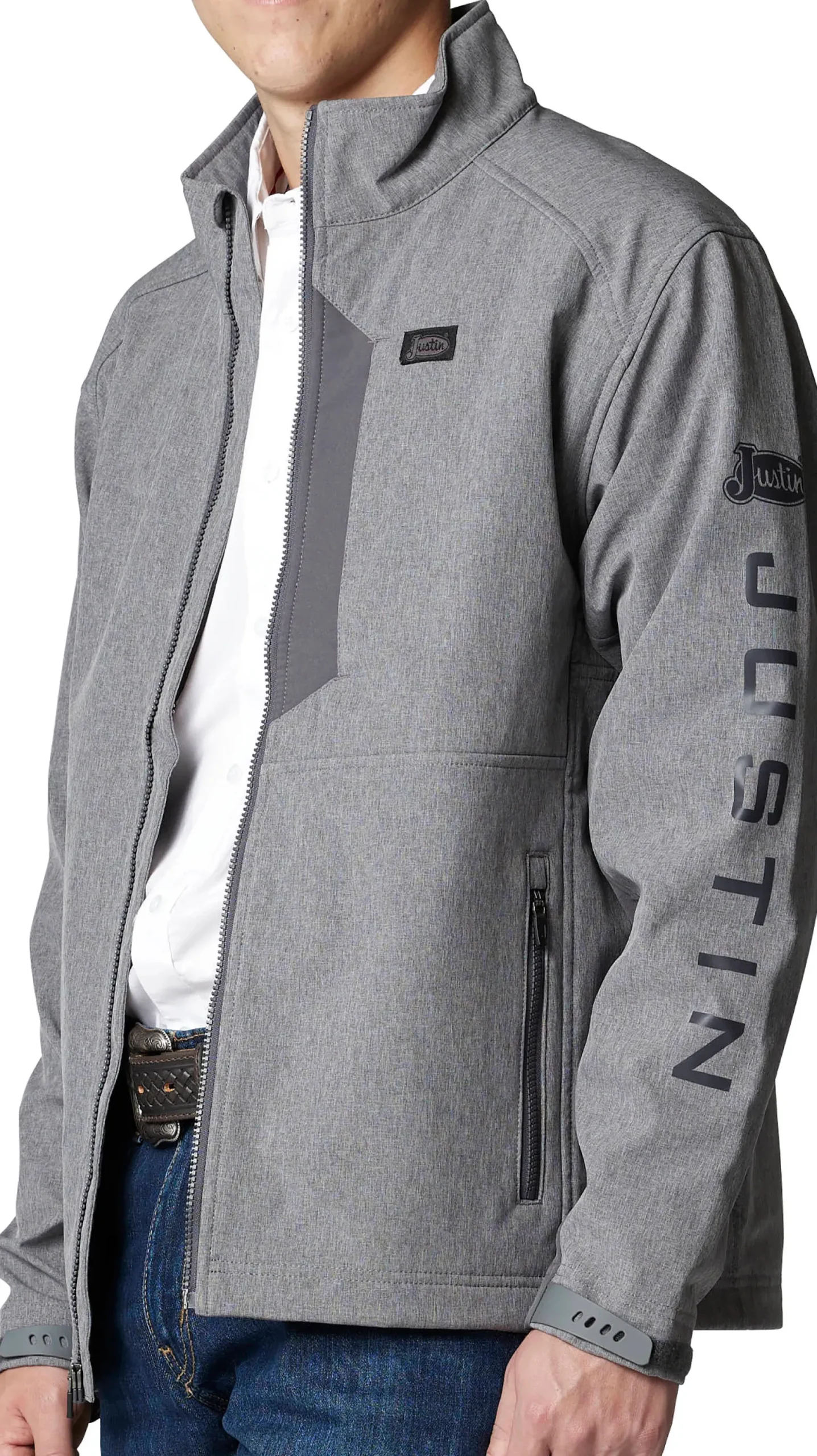 Justin Boots Wind/Water Resistant Jacket Grey Heather Online