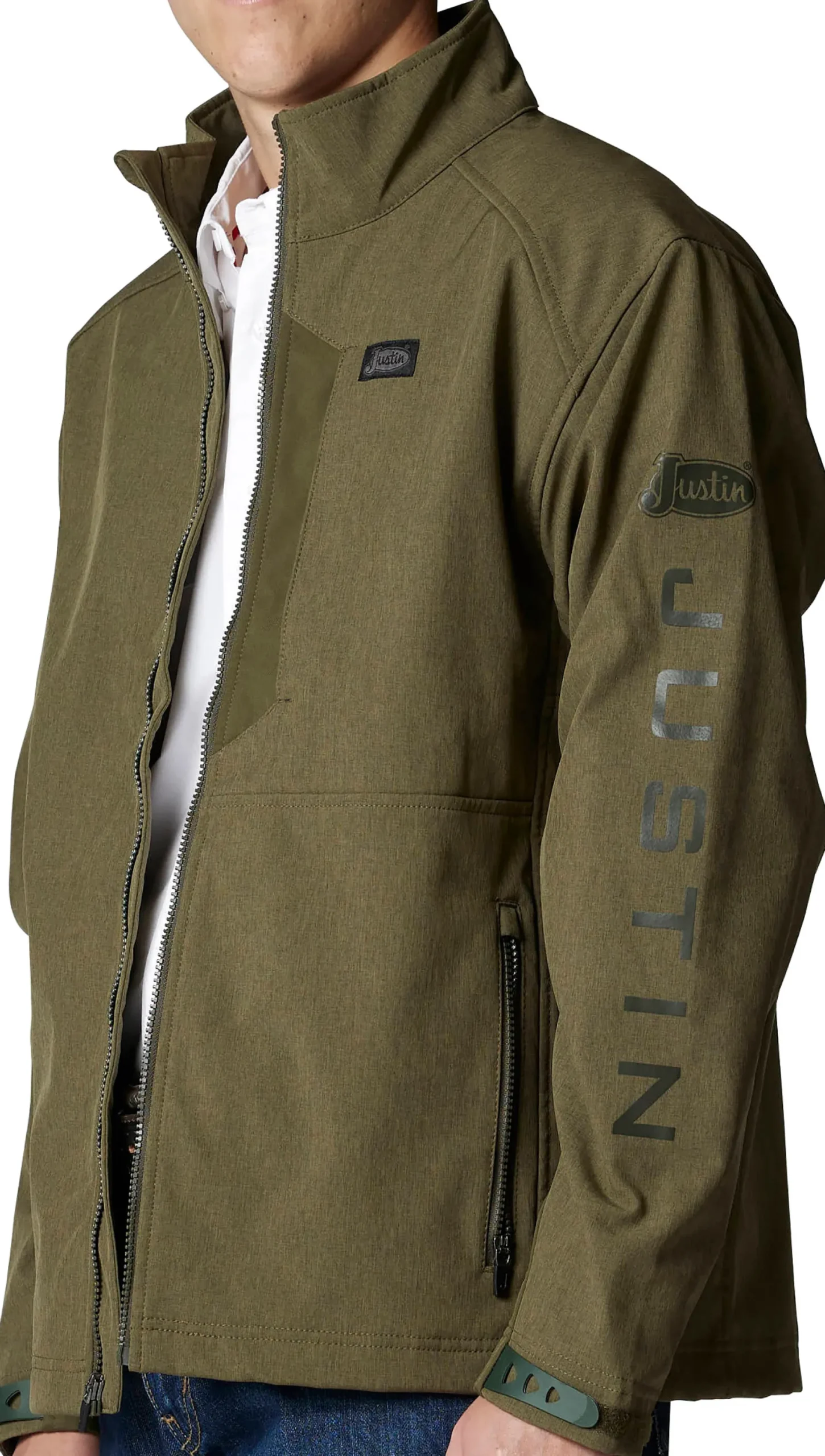Justin Boots Wind/Water Resistant Jacket Olive Heather Clearance