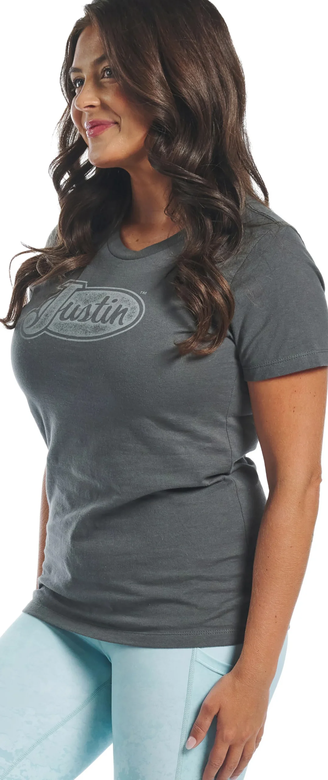 Justin Boots Women's Logo Tee Charcoal Best