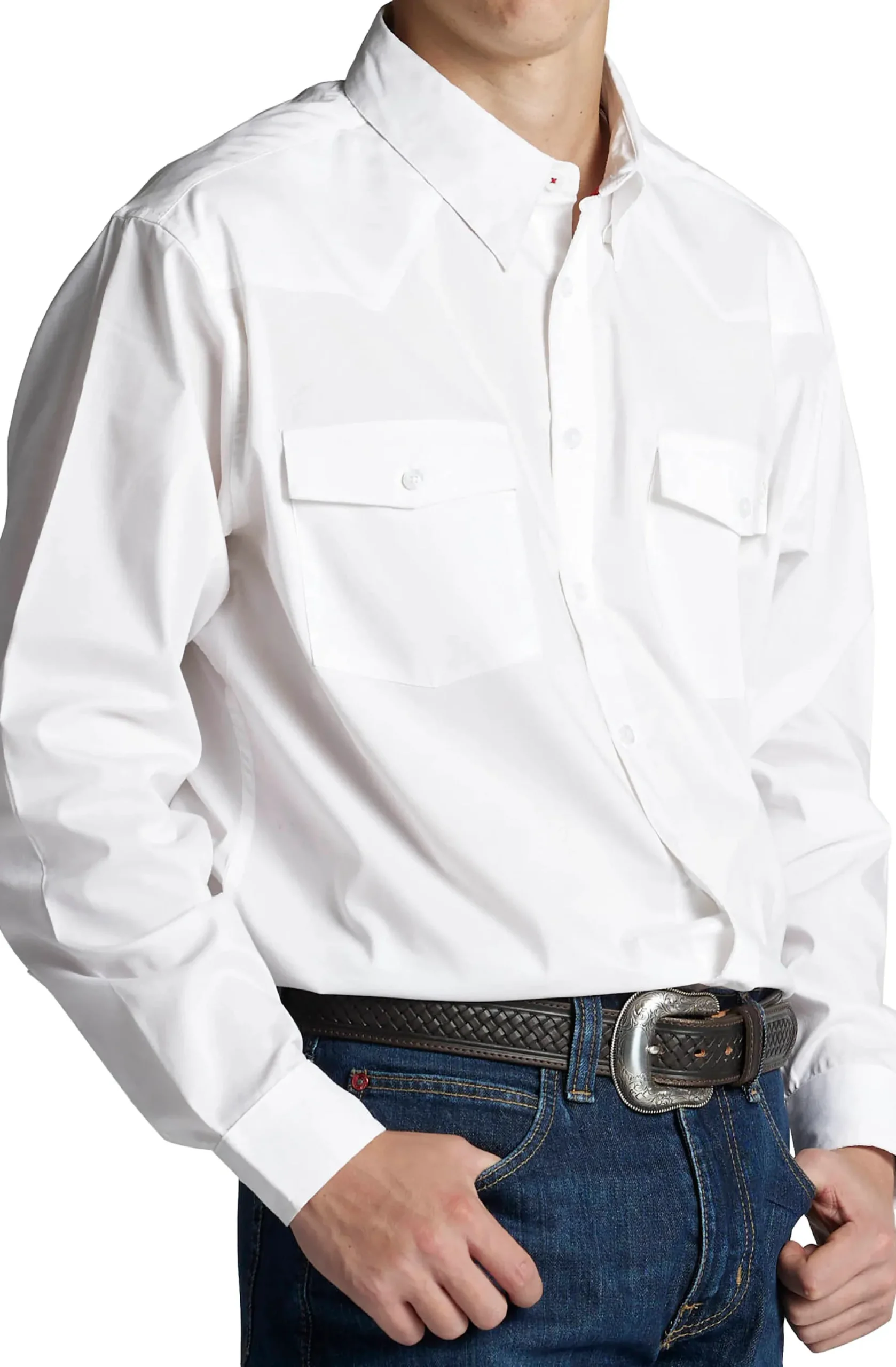 Justin Boots Woven Button Down Bright White Online