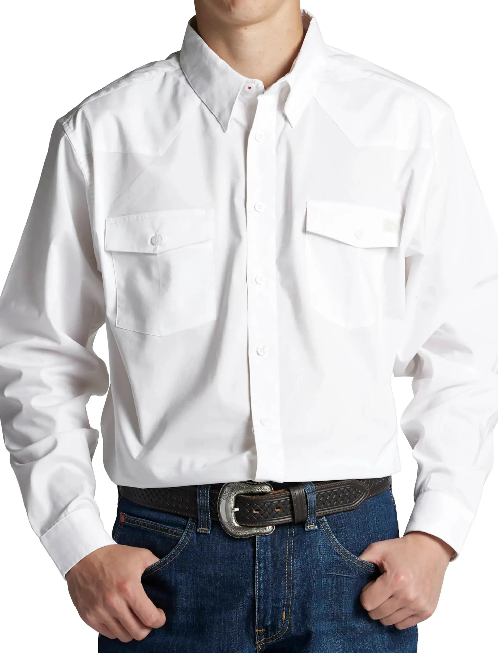 Justin Boots Woven Button Down Bright White Online
